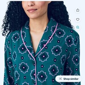 Elegant Floral Pajama Set - Green and Pink